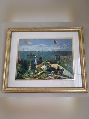 Claude Monet ~ Garden At Sainte Adresse Poster Lithograph 16” x 18 Wall Decor